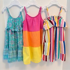 OshKosh B'gosh Sun Dress Bundle Turquoise Floral/ Tiered Gauze/ Stripe Size 3T